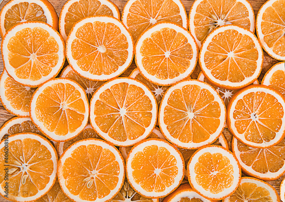 background of red oranges cut into circles background of red oranges cut into circles