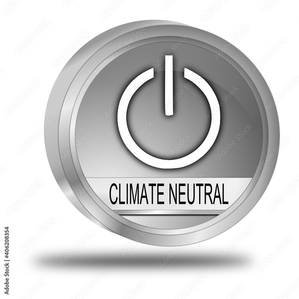 Climate neutral Button - 3D illustration Climate neutral Button - 3D illustration