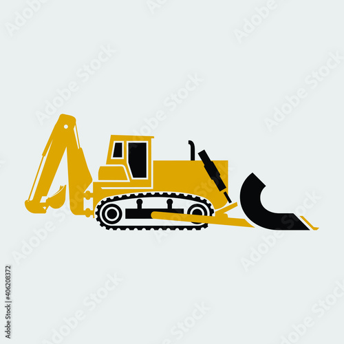 excavator bulldozer construction equipment logo design