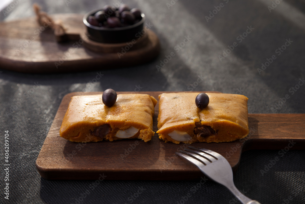 Typical dish of Peru known by the name of tamales, made with corn flour