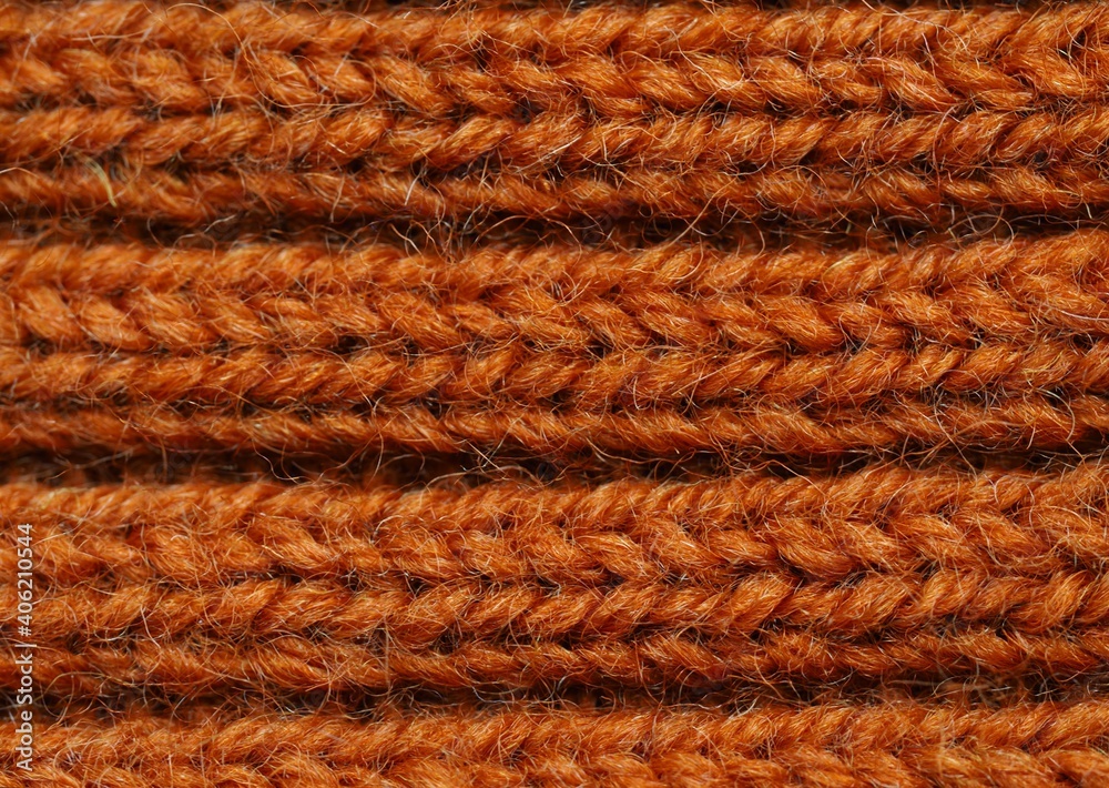 Winterzeit - Strickmuster aus orangen Wollgarn Winterzeit - Strickmuster aus orangen Wollgarn
