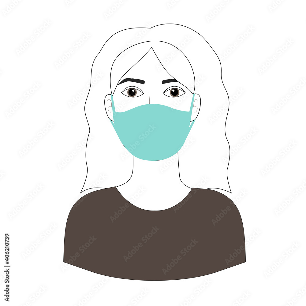 Girl in medical mask simple duotone Girl in medical mask simple duotone
