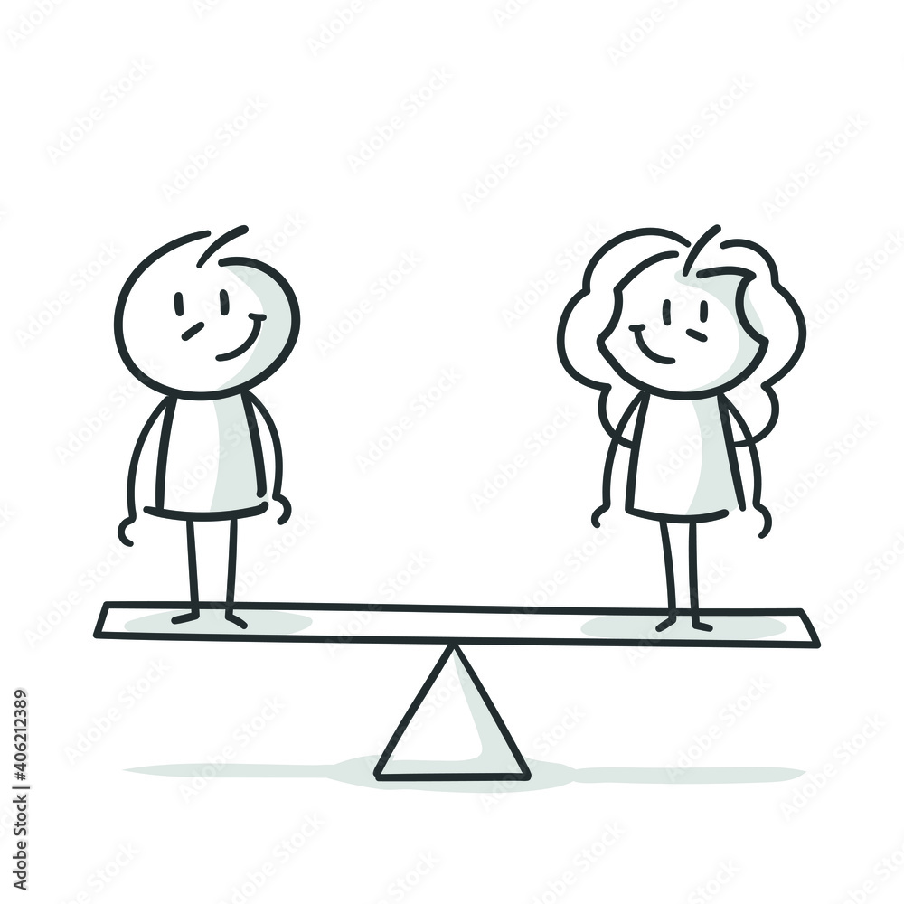 stick figures: balance, equality, scale, man and woman (no. 46) stick figures: balance, equality, scale, man and woman (no. 46)