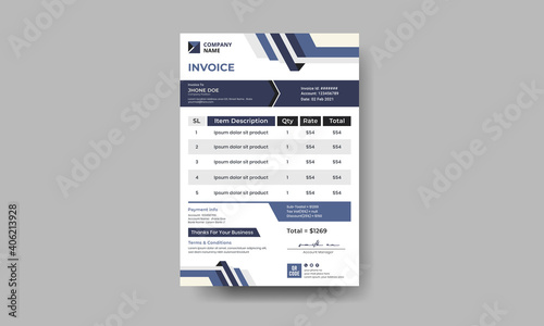 Invoice template,  Vector template, billing template for business, invoice layout