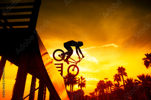 silhouette of a byclist
