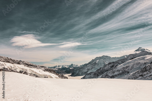 snowy mountains in Switzerland, winter landscape