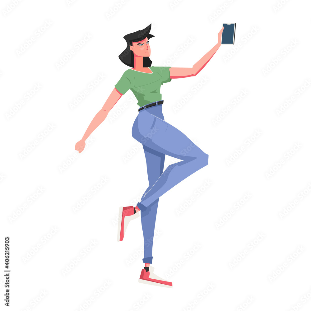 Woman With Smartphone Icon