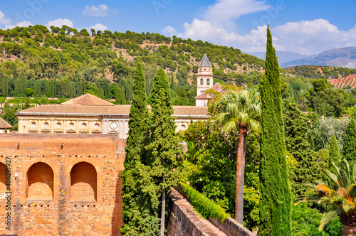 Alhambra palace and gardens in Granada, Spain