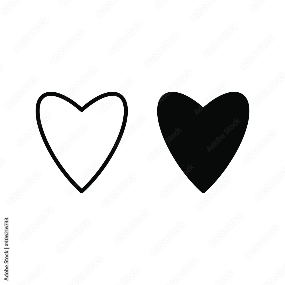 Fototapeta premium Collection of Heart icon, Symbol of Love Icon flat style modern design Isolated on Blank Background color editable