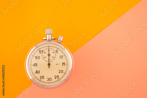 Stopwatch on a colored background.