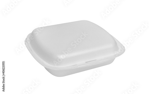 Food Box. White styrofoam box isolated on white background.