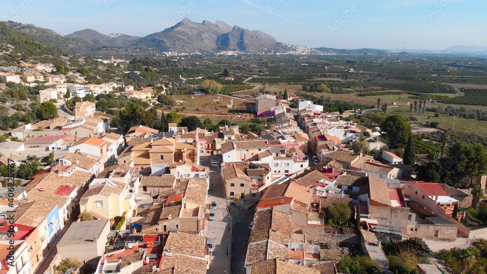 Aerial view of Tormos village in Alicante, Spain
