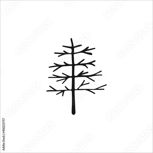 Doodle tree. Hand-drawn single element isolated on white background. Image