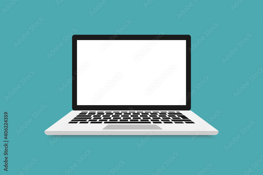 Laptop with blank screen, Computer front view. Computer, PC. Laptop computer with empty screen, blank copy space on computer. Vector laptop illustration in flat style. Laptop with blank screen, Computer front view. Computer, PC. Laptop computer with empty screen, blank copy space on computer. Vector laptop illustration in flat style.