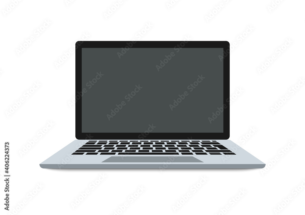 Laptop with blank screen, Computer front view. Computer, PC. Laptop computer with empty screen, blank copy space on computer. Vector laptop illustration in flat style. Laptop with blank screen, Computer front view. Computer, PC. Laptop computer with empty screen, blank copy space on computer. Vector laptop illustration in flat style.