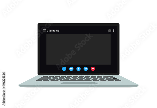 Video call concept using laptop. Video call template in modern style. Vector illustration