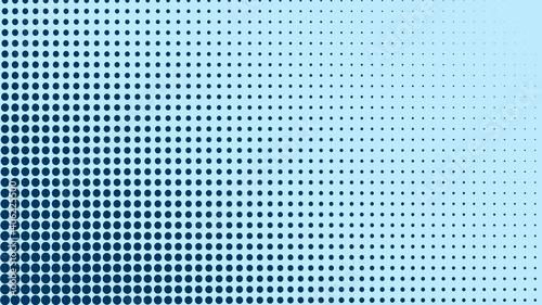 Gradient of blue dots. Halftone texture. Vector illustration. Monochrome dots background.