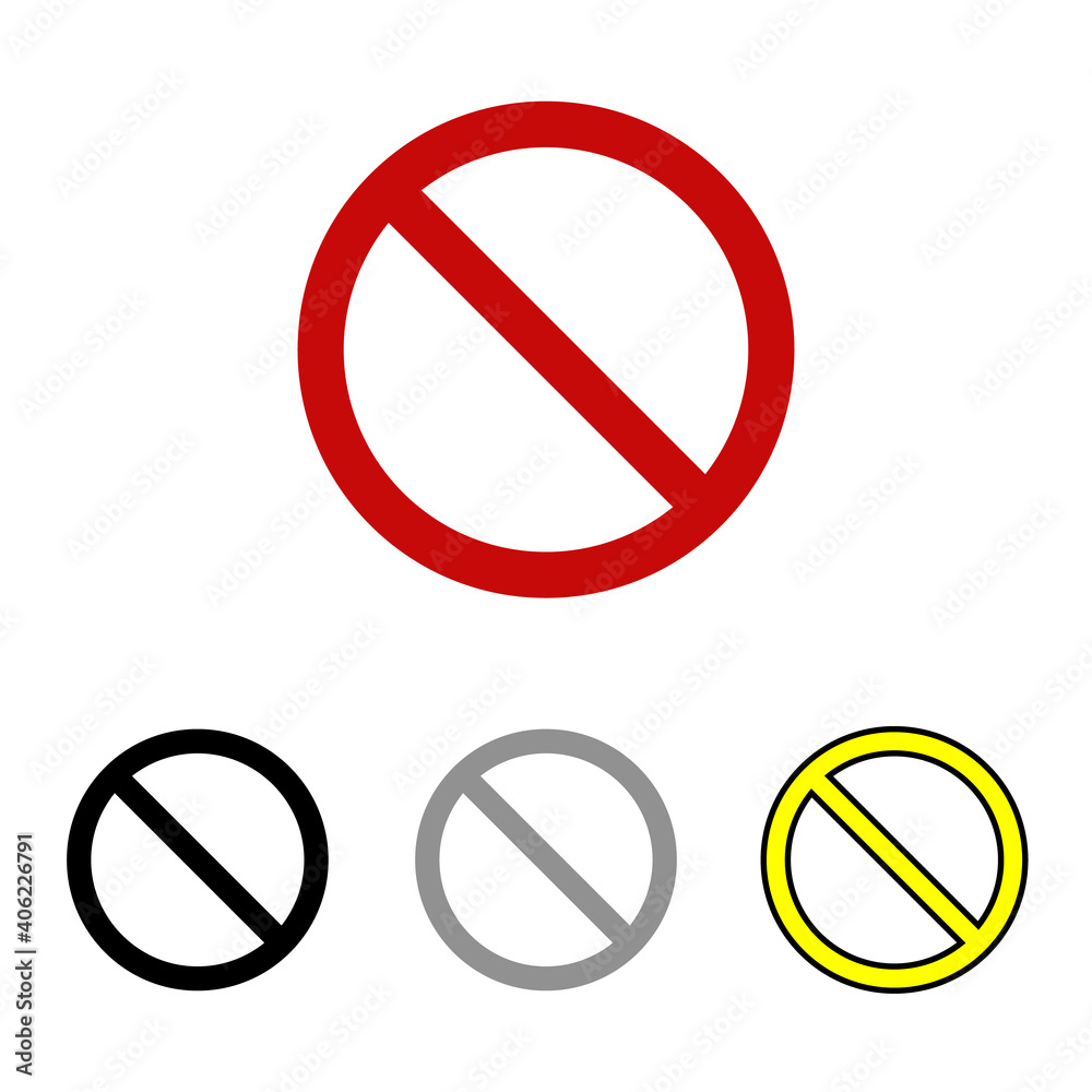 Prohibition icon. Prohibition vector icon. Set of icons safety, prohibition, caution. Prohibition icon. Prohibition vector icon. Set of icons safety, prohibition, caution.