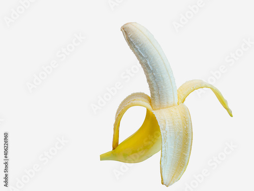Peeled Banana on White Background