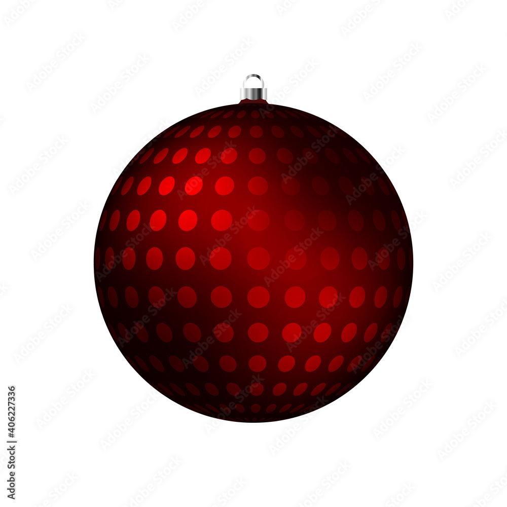 Icon of a red Christmas tree toy - a ball. Vector icon of Christmas tree toy isolated on white background. Vector illustration. New Year's and Christmas. Icon of a red Christmas tree toy - a ball. Vector icon of Christmas tree toy isolated on white background. Vector illustration. New Year's and Christmas.
