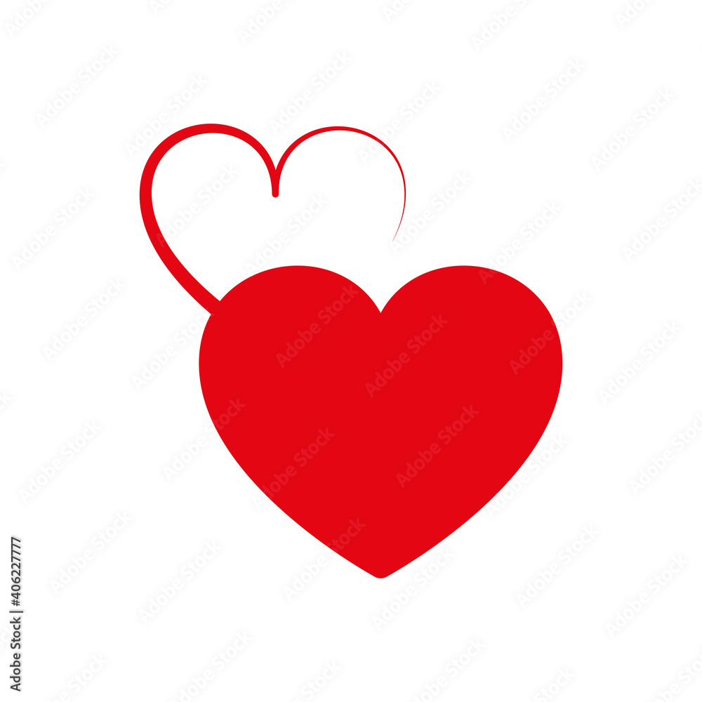 Heart icon. Vector icon of two hearts. Heart concept. Heart design icon in flat style. Vector illustration. Heart icon. Vector icon of two hearts. Heart concept. Heart design icon in flat style. Vector illustration.