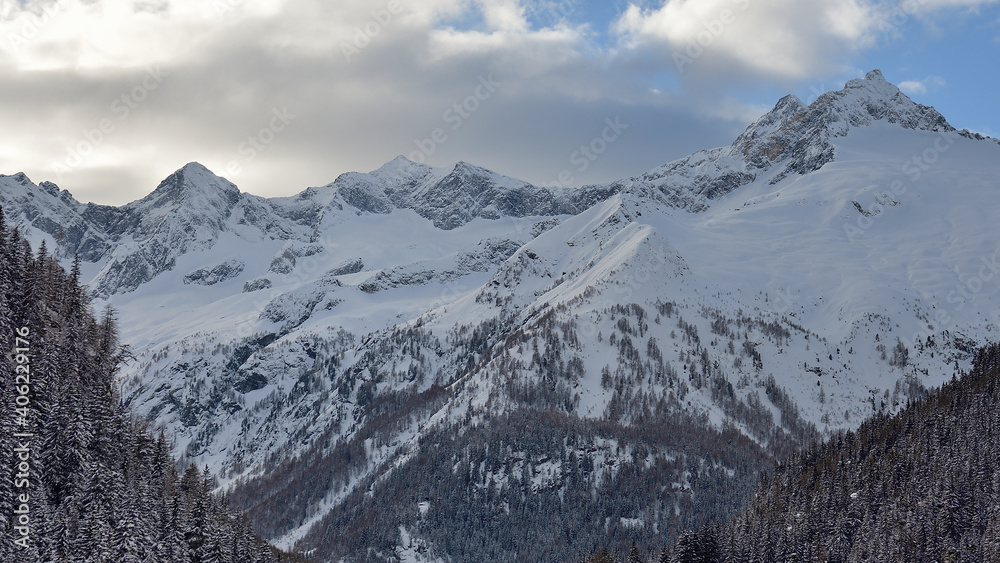 Disgrazia Mountain Range in Winter