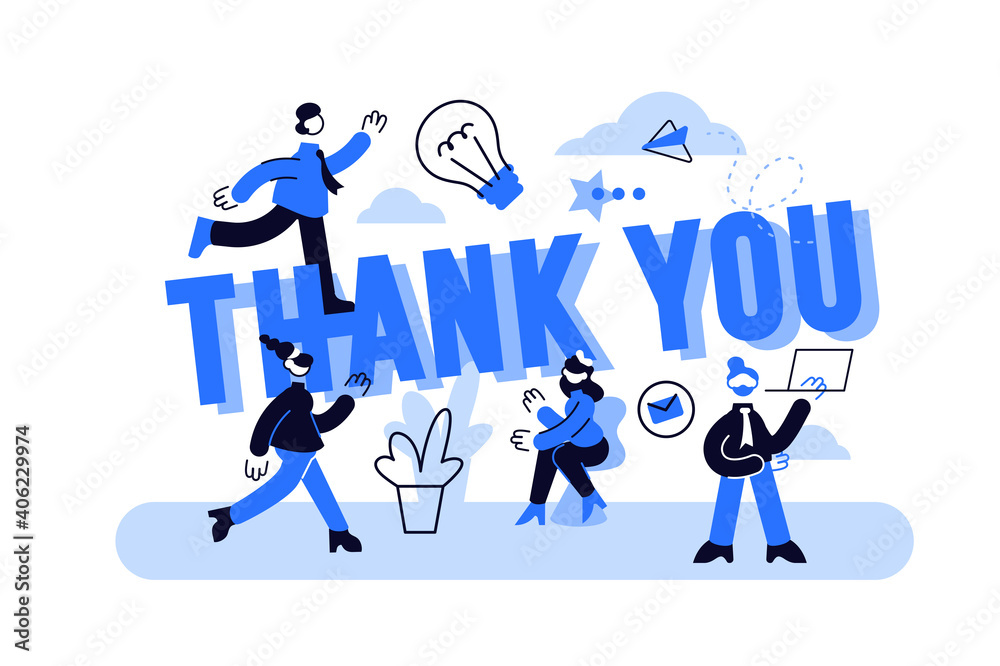 Obraz premium Thank you sign. Greeting card with decoration. Flat style