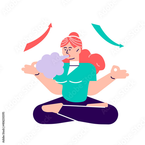 Breath exercise for good relaxation. Breathe in and out for relax. Deep breathing