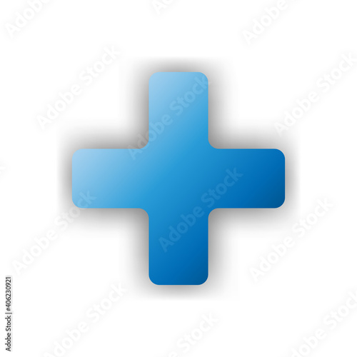 Medical cross icon. Blue medical cross icon in flat style. Medical cross icon isolated on white background. Vector illustration. Simple icon.