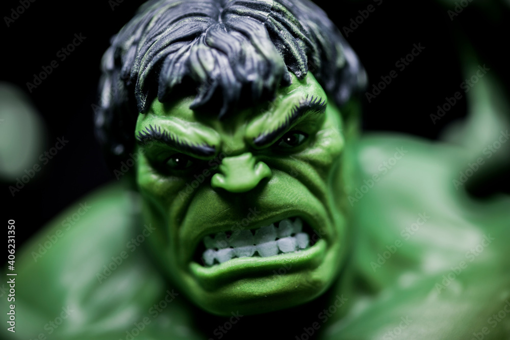 NEW YORK USA, JAN 20 2021: portrait of Marvel Legends Incredible Hulk  enraged - Hasbro action figure Photos | Adobe Stock