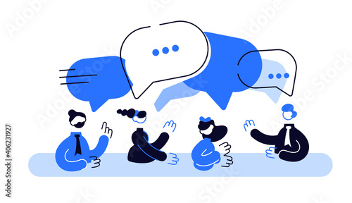 Businessmen discuss social network, news, social networks