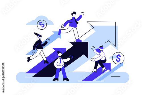 Concept career growth. Business vision. Career, start up, take-off on the career