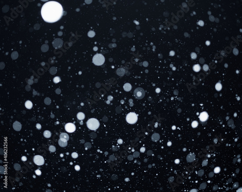 many snowflakes on black background