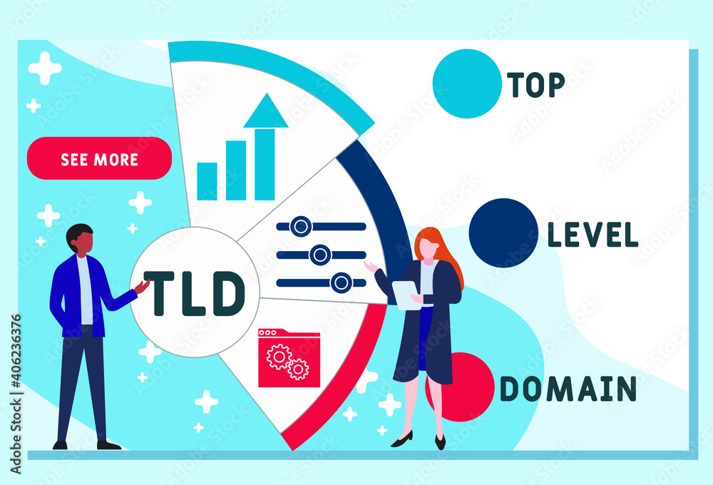 Vector website design template . TLD - Top Level Domain acronym. business concept background. illustration for website banner, marketing materials, business presentation, online advertising. 