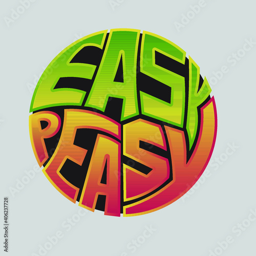 easy peasy. Isolated vector lettering with unique curved letters with a gradient in the shape of a circle. bright pattern for printing on T-shirts, stickers, banners, bags.
