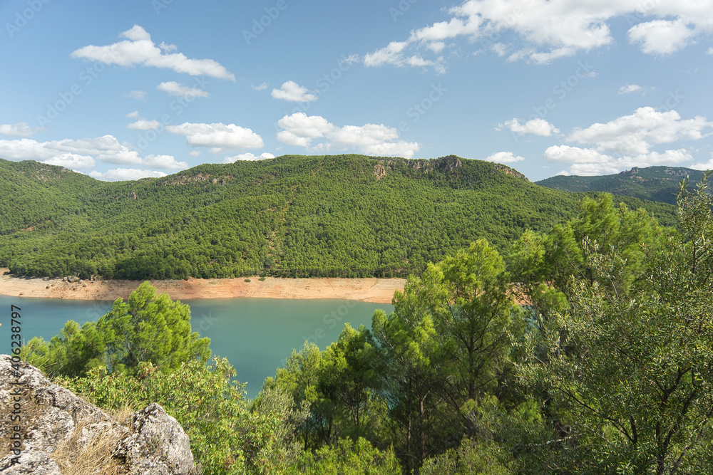 view of the Tranco reservoir located in the Sierras de Cazorla, Segura y las Villas Natural Park in Jaen, Spain view of the Tranco reservoir located in the Sierras de Cazorla, Segura y las Villas Natural Park in Jaen, Spain