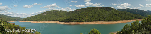 view of the Tranco reservoir located in the Sierras de Cazorla, Segura y las Villas Natural Park in Jaen, Spain
