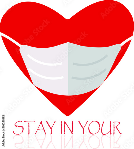 valentine heart shape. to protect against virus diseases on Valentine's Day. covid-19 social distance