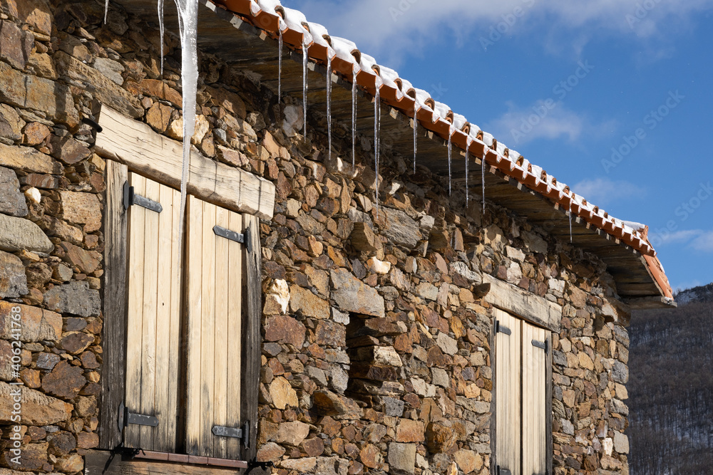 Spanish house and icicles