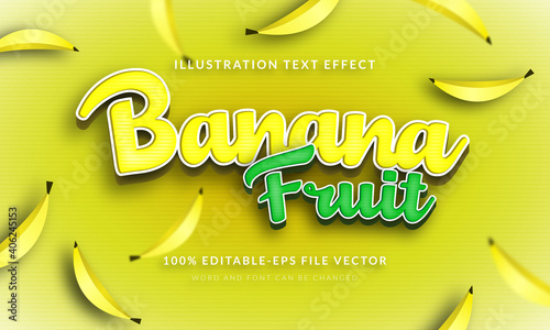 Yellow Banana Fruit 3d text style effect