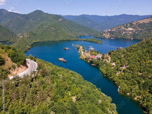 Aerial view of Vacha Reservoir, Bulgaria