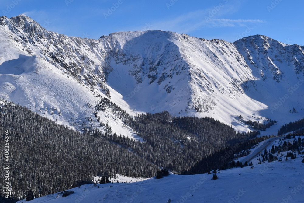 snow covered mountains