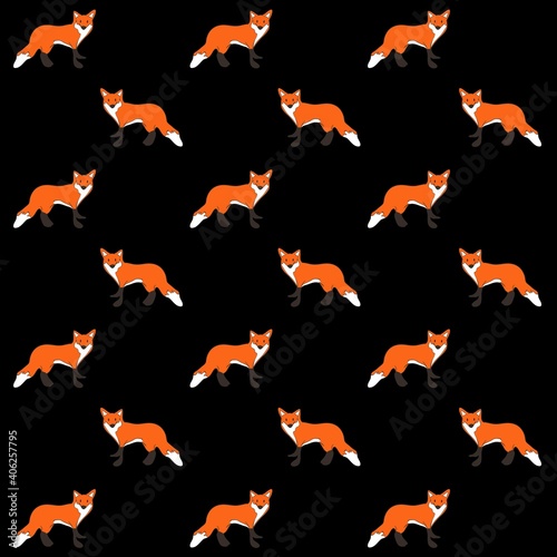 Illustration pattern red fox with background
