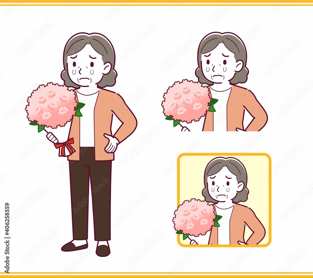 Elderly woman with gray hair