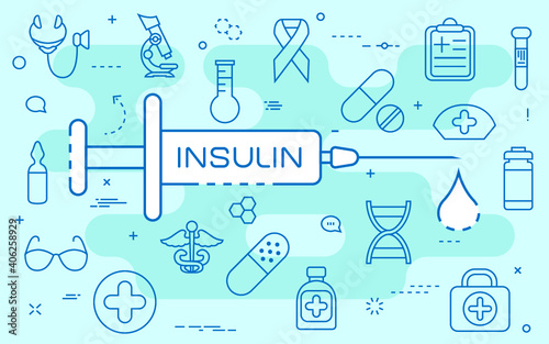 Insulin line concept. Vector illustration. Element template for design.