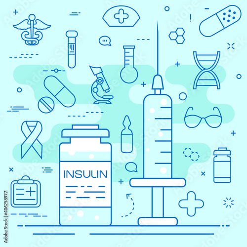 Insulin line concept. Vector illustration. Element template for design.