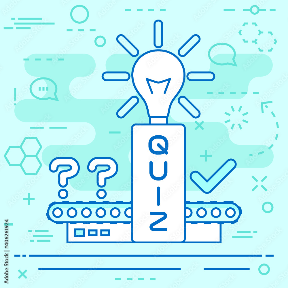 Quiz concept. Test, exam, answer, education, learning, internet, lottery. Vector illustration