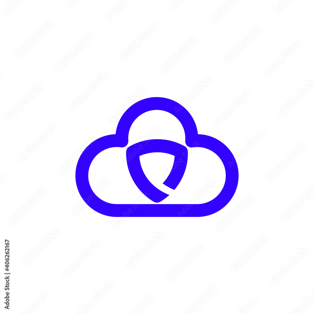 Cloud Shield Data Storage Logo Design Graphic Concept Cloud Shield Data Storage Logo Design Graphic Concept