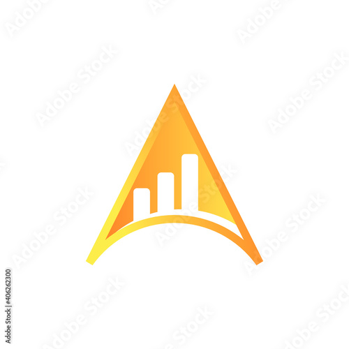 Golden arrow up profit Finance Marketing Logo Design Graphic Concept