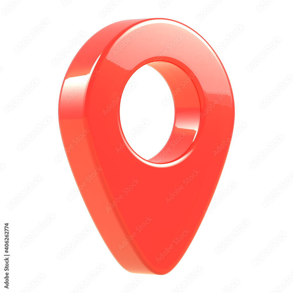 Red Map Marker on Isolated White Background. 3D Illustration Red Map Marker on Isolated White Background. 3D Illustration